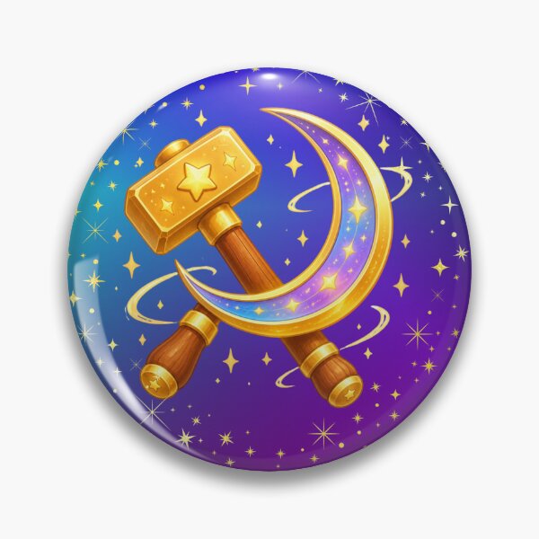 Item preview, Cute Magical Girl Hammer and Sickle Purple Blue Gold designed and sold by TinyToadletDesign.