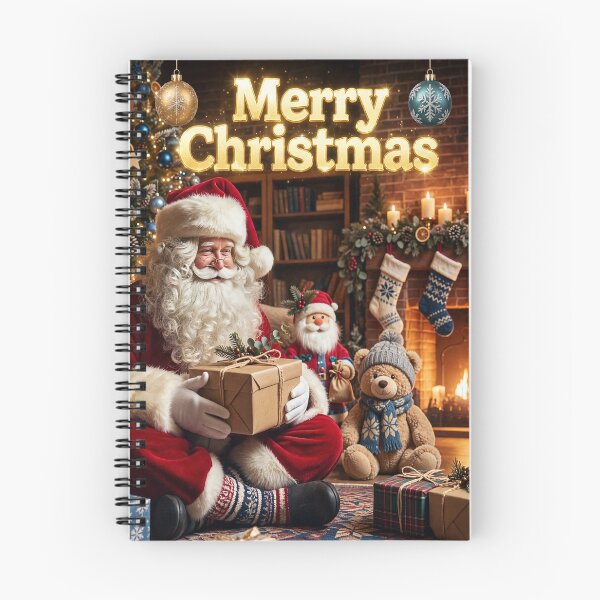Item preview, Merry Christmas Santa Claus by Fireplace - Cozy Christmas Fireplace with Tree and Gifts designed and sold by Deepsleepstudio.