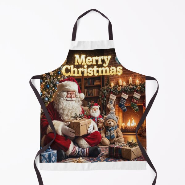 Item preview, Merry Christmas Santa Claus by Fireplace - Cozy Christmas Fireplace with Tree and Gifts designed and sold by Deepsleepstudio.