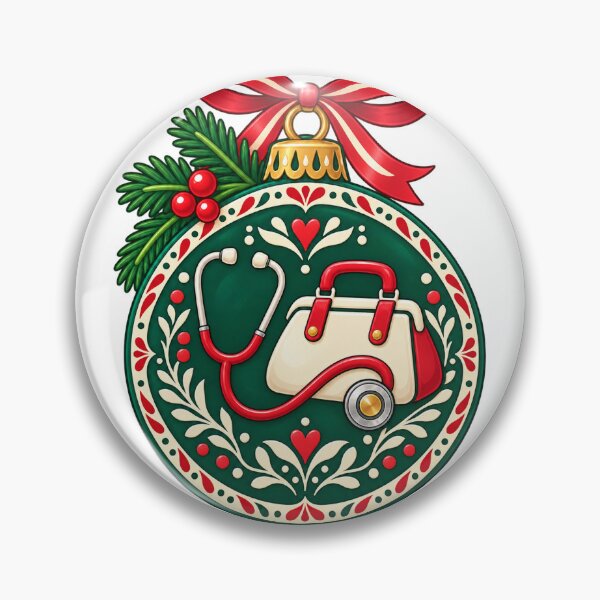 Item preview, Christmas Nurse Bag and Stethoscope Bauble Illustration designed and sold by skyartdesign.