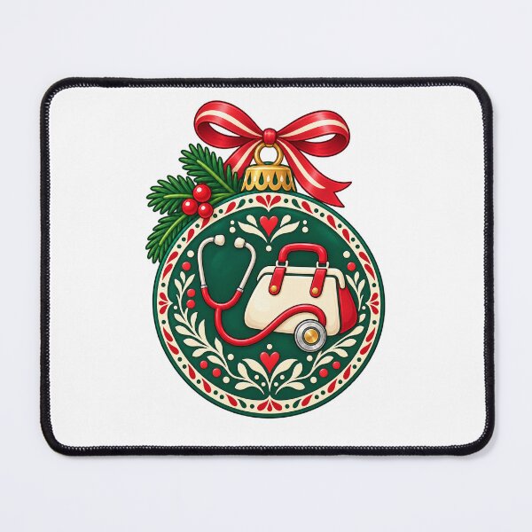 Item preview, Christmas Nurse Bag and Stethoscope Bauble Illustration designed and sold by skyartdesign.