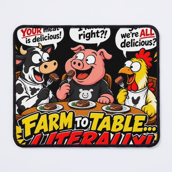 Item preview, Farm to Table Literally Funny Dark Humor Cartoon designed and sold by kaipapershop.