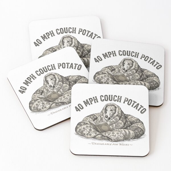 Item preview, 40 MPH Couch Potato Greyhound – Unavailable for Walks Victorian Engraving Art Print designed and sold by Luminari Creations.