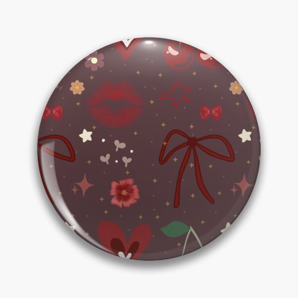 Item preview, Cherry Bow Coquette Pattern in Burgundy and Pink designed and sold by TheBelleCanvas.