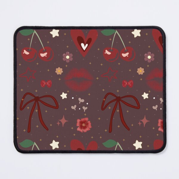 Item preview, Cherry Bow Coquette Pattern in Burgundy and Pink designed and sold by TheBelleCanvas.
