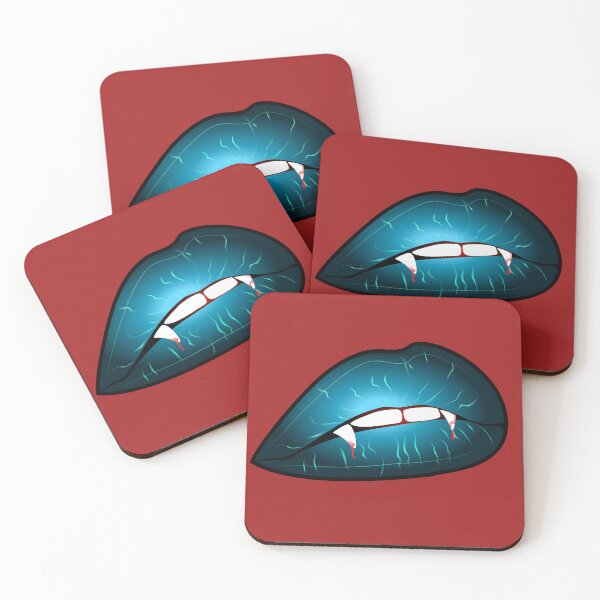 Item preview, Neon Cyan Vampire Lips with Fangs designed and sold by GuettoUnderClothing.