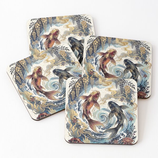 Item preview, Japanese Sea Bream Tai Fish Yin Yang Celestial Watercolor Art designed and sold by iris-festival.
