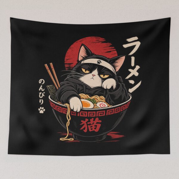 Item preview, Japanese Ramen Cat - Tuxedo Cat Noodle Bowl Anime Streetwear designed and sold by GenZFashion000.