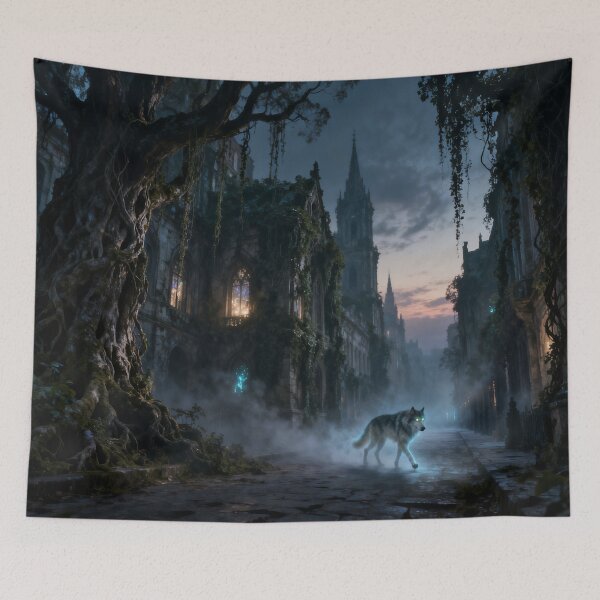 Item preview, Phantom Wolf – The Forgotten Gothic City designed and sold by DreamyWallVibes.