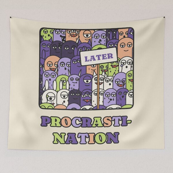 Item preview, Procrasti-Nation Funny Lazy Monster Pun designed and sold by somebasic.