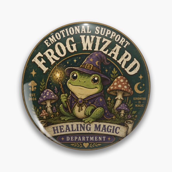 Item preview, Emotional Support Frog Wizard Cute Vintage Fantasy Art designed and sold by  MAD's Recreation Studio.