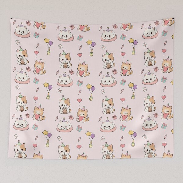 Item preview, Cute Cats Party Seamless Background designed and sold by prapapon.