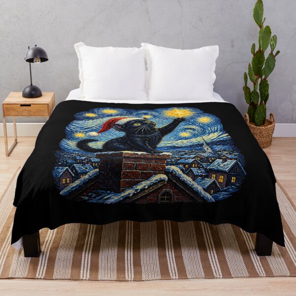 Item preview, Christmas Funny Black Cat Cute Santa Starrys Night Van Goghs For Kids Men Women designed and sold by MathiasFuchs.