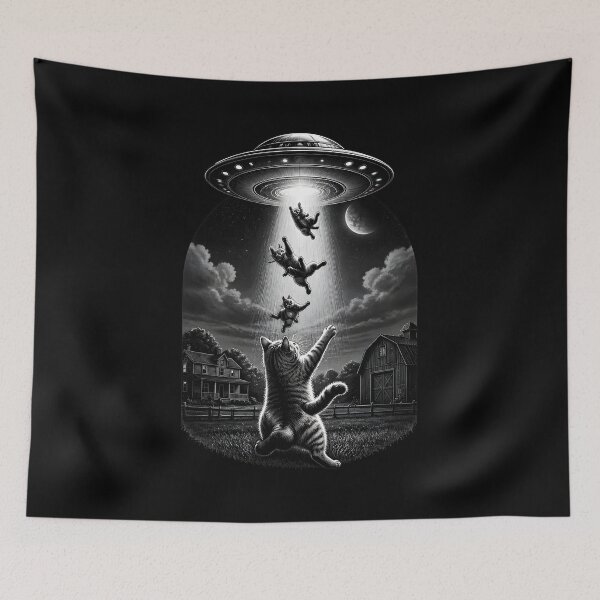 Item preview, Funny Cat UFO Abduction Selfie with Alien Animal Cute For Kids Men Women designed and sold by MathiasFuchs.