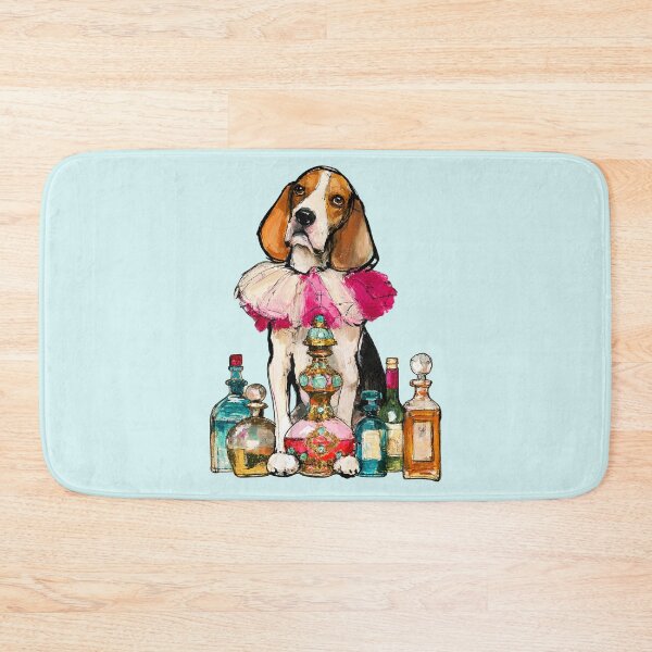 Item preview, Beagle in Pink Ruffle Collar with Perfume Bottles Painting designed and sold by joannejgg.