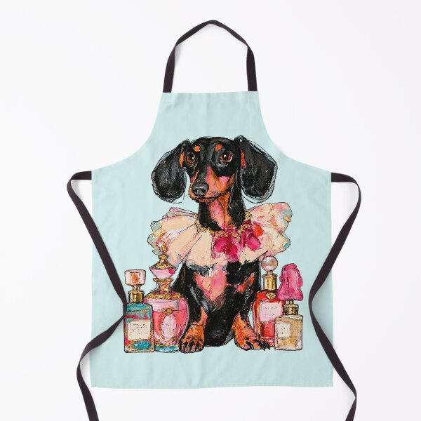 Item preview, Dachshund with Perfume Bottles Frilly Collar Oil Painting designed and sold by joannejgg.