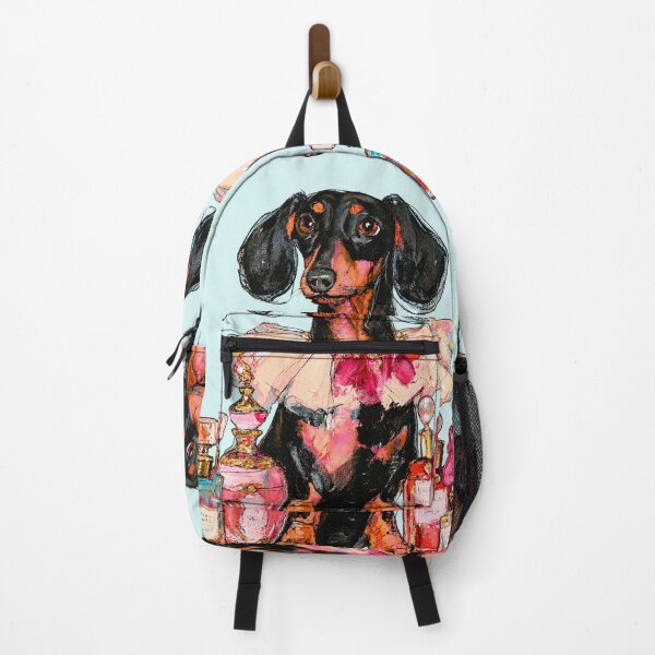 Item preview, Dachshund with Perfume Bottles Frilly Collar Oil Painting designed and sold by joannejgg.