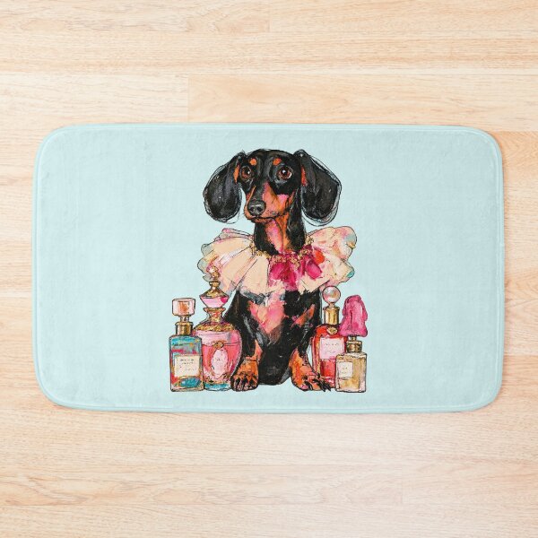 Item preview, Dachshund with Perfume Bottles Frilly Collar Oil Painting designed and sold by joannejgg.