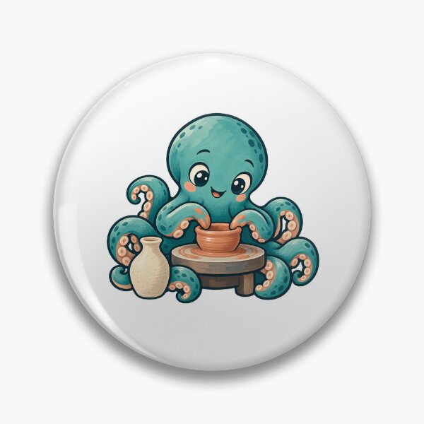 Item preview, Little Octopus Shaping a Ceramic Clay Bowl designed and sold by GEODES STUDIO.