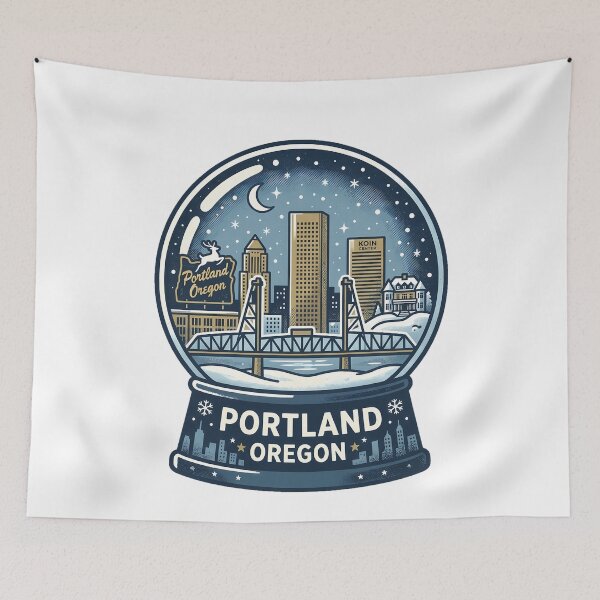 Item preview, Vintage Portland Snow Globe Travel Badge designed and sold by k3rstman1.