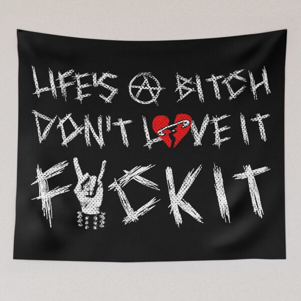 Item preview, LIFE IS A BITCH DON'T LOVE IT FUCK IT - punk anarchist rock and roll metal  designed and sold by XIOMOS.