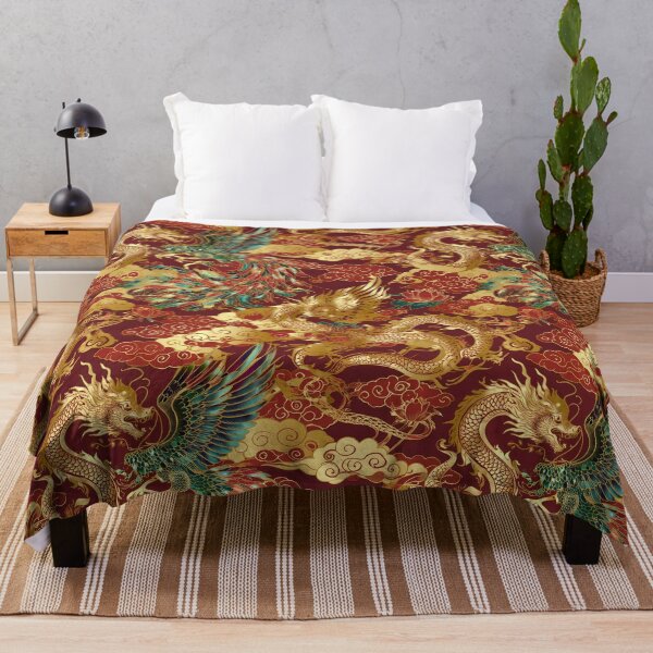 Item preview, Japanese Dragon & Phoenix Gold Pattern 01 designed and sold by The Design Asset Station.