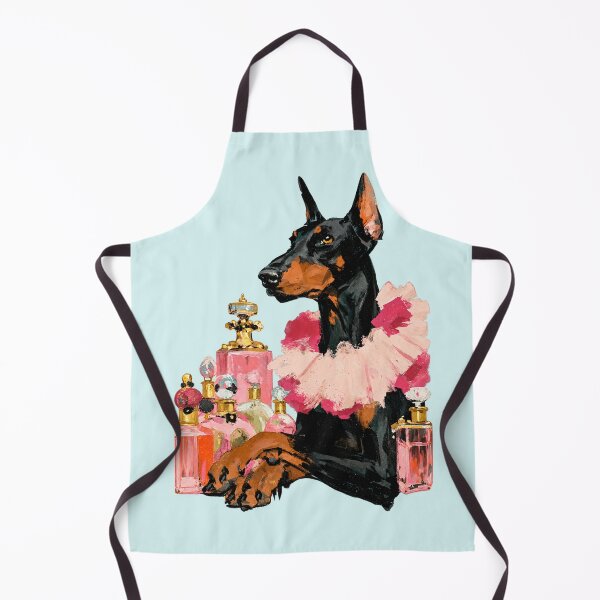 Item preview, Doberman in Pink Ruffle Collar with Perfume Bottles Painting designed and sold by joannejgg.