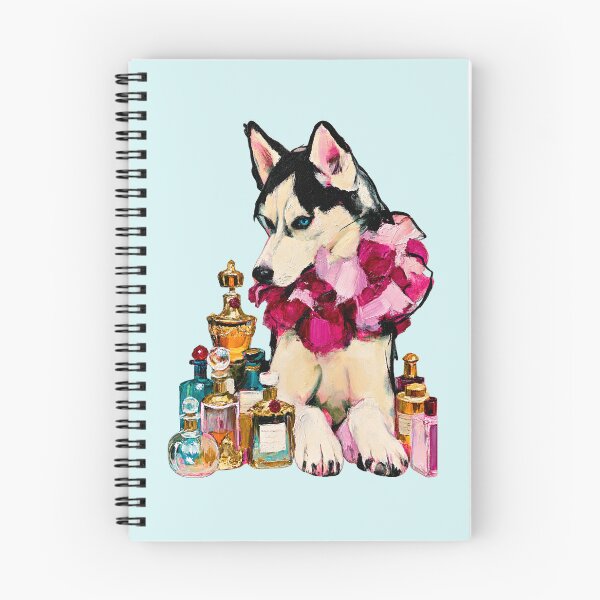 Item preview, Husky in Pink Floral Ruff Vintage Perfume Bottles Painting designed and sold by joannejgg.