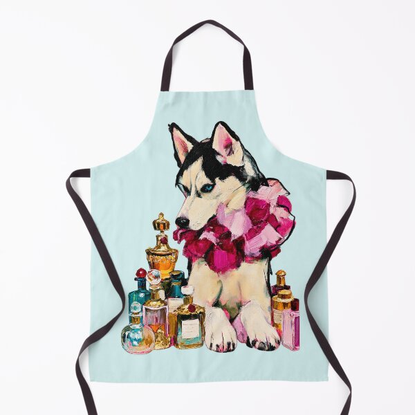 Item preview, Husky in Pink Floral Ruff Vintage Perfume Bottles Painting designed and sold by joannejgg.