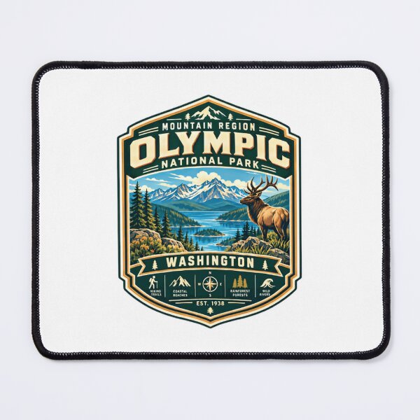 Item preview, Olympic National Park Washington Mountain Region Hiking Trails Coastal Beaches Rainforest Forests Wild Rivers Est 1938 designed and sold by kristyparkStar3.