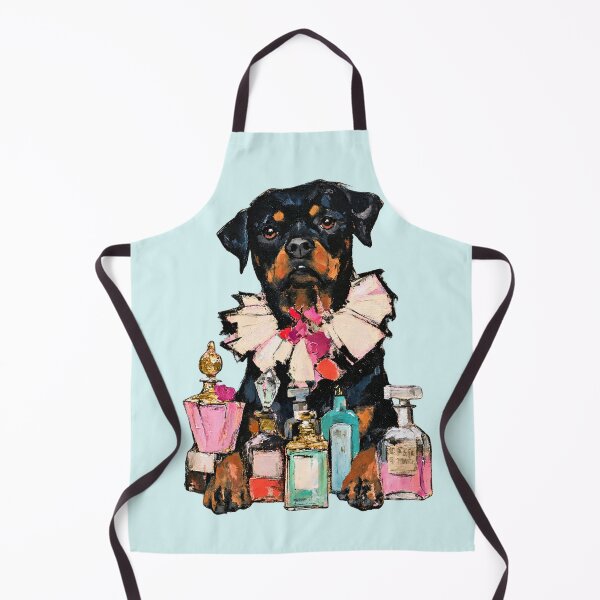 Item preview, Rottweiler in Ruffled Collar Among Perfume Bottles Painting designed and sold by joannejgg.