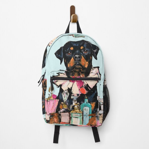 Item preview, Rottweiler in Ruffled Collar Among Perfume Bottles Painting designed and sold by joannejgg.