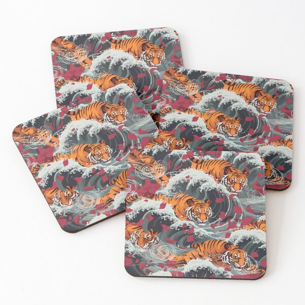 Item preview, Japanese Tiger & Waves Tattoo Pattern 02 designed and sold by The Design Asset Station.