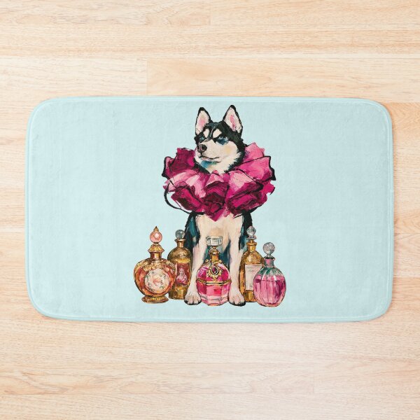 Item preview, Husky in Pink Ruffle Collar Perfume Bottles Oil Painting designed and sold by joannejgg.