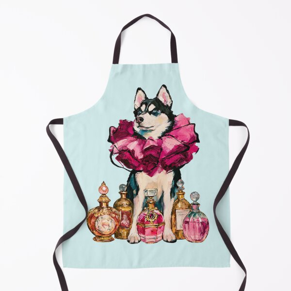 Item preview, Husky in Pink Ruffle Collar Perfume Bottles Oil Painting designed and sold by joannejgg.