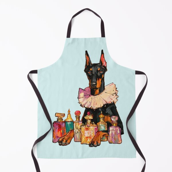 Item preview, Doberman in Ruffled Collar Among Perfume Bottles Oil Painting designed and sold by joannejgg.