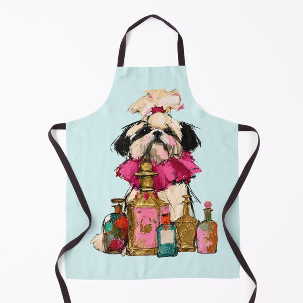 Item preview, Shih Tzu Pink Ruffle Perfume Bottles Oil Painting designed and sold by joannejgg.