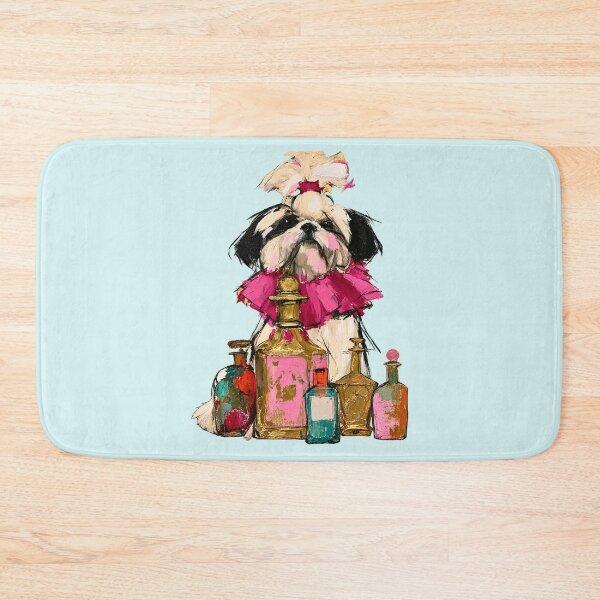 Item preview, Shih Tzu Pink Ruffle Perfume Bottles Oil Painting designed and sold by joannejgg.