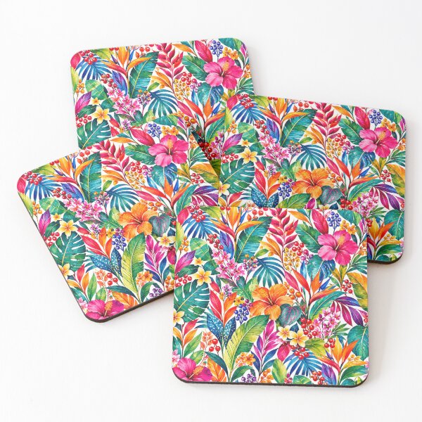 Item preview, Vibrant Tropical Watercolor Pattern - Hibiscus Monstera Botanical designed and sold by VYBEHAUS.