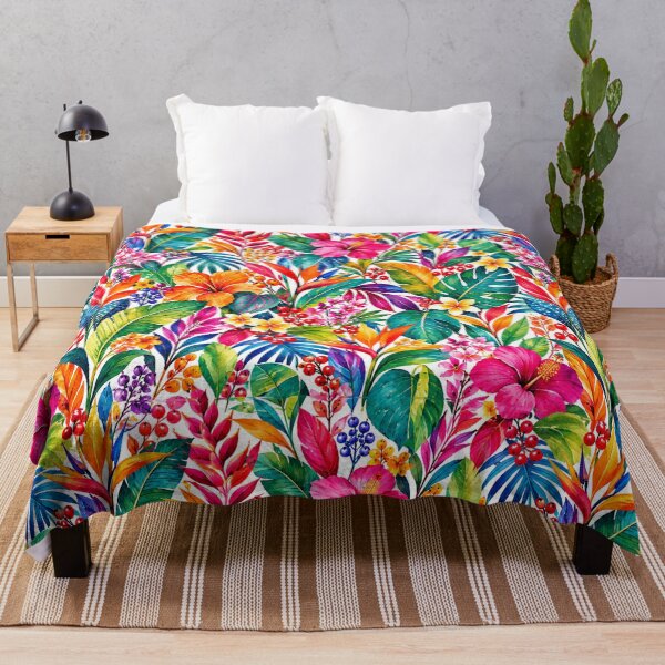 Item preview, Vibrant Tropical Watercolor Pattern - Hibiscus Monstera Botanical designed and sold by VYBEHAUS.