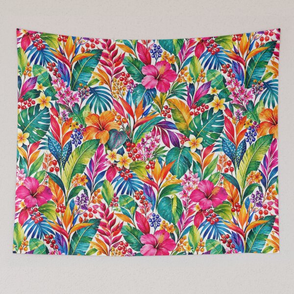 Item preview, Vibrant Tropical Watercolor Pattern - Hibiscus Monstera Botanical designed and sold by VYBEHAUS.