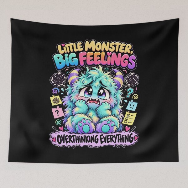 Item preview, LMBF - Anxious Cute Monster Overthinking Everything designed and sold by aventi24.