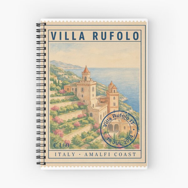 Item preview, Villa Rufolo Ravello Italy Coastal Stamp Art Print designed and sold by stickercuffs.