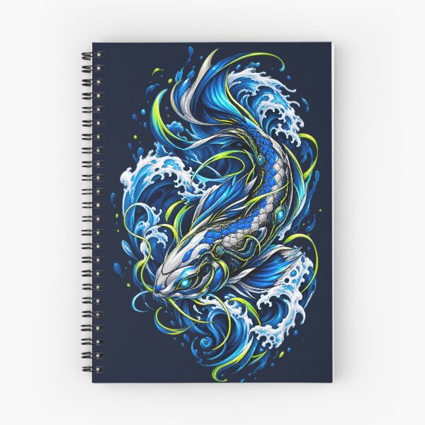 Item preview, Cyberpunk Blue Koi Fish Japanese Wave Water Artwork designed and sold by PrimeRootsArt.