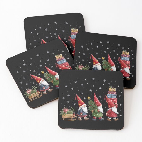Item preview, Christmas Gnomes Carrying Tree and Gifts Vintage Holiday designed and sold by CF_VintageDesign.