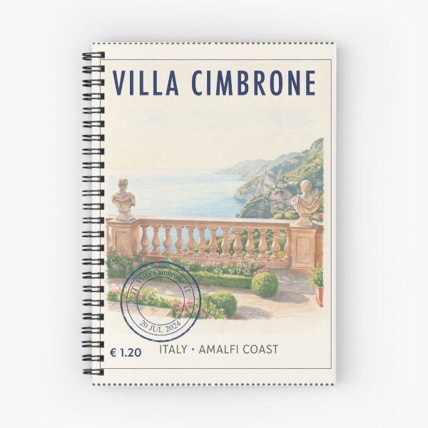 Item preview, Villa Cimbrone Ravello Italy Coastal Stamp Art Print designed and sold by stickercuffs.