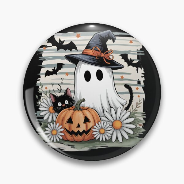 Item preview, Cute Ghost Witch Hat Black Cat Pumpkin Halloween Floral designed and sold by Zizo-DR44.