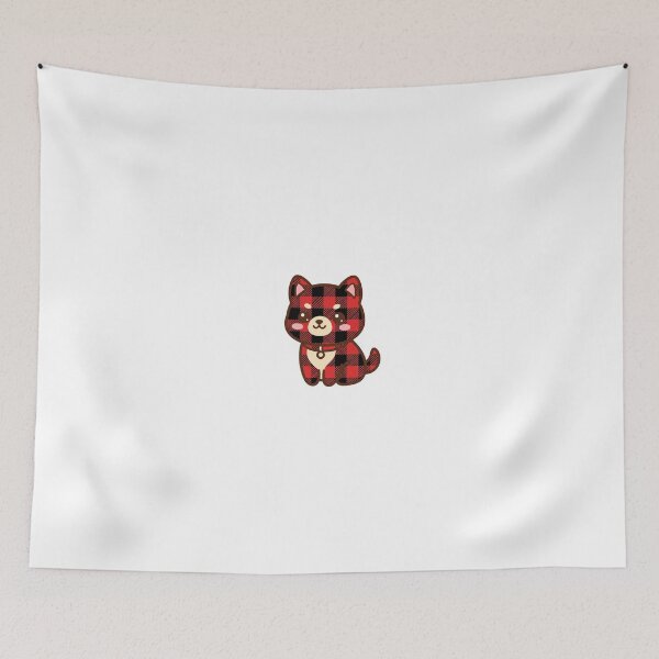 Item preview, Red Black Buffalo Plaid cute Dog Silhouette designed and sold by PinkyDona.