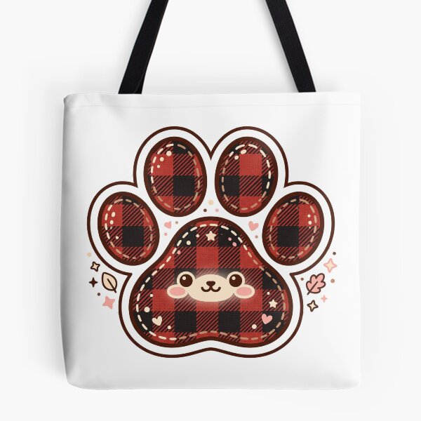 Item preview, Red Black Buffalo Plaid cute Dog Paw Print designed and sold by PinkyDona.