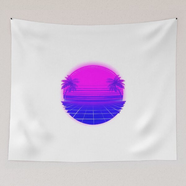 Item preview, 80s Synthwave Neon Grid Sunset Retro Palm Tree Horizon designed and sold by pietini.